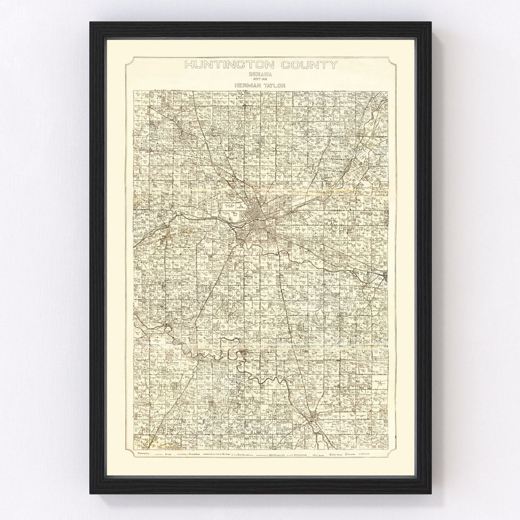 Vintage Map of Huntington County, Indiana 1903