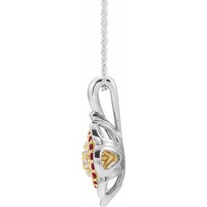 14K White/Yellow Gold Natural Ruby & 1/6 CTW Natural Diamond 16-18" Necklace