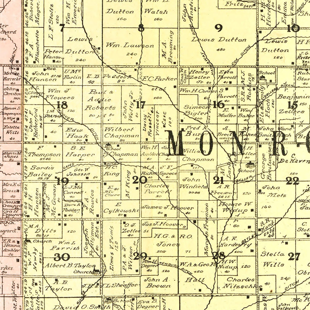 Vintage Map of Pulaski County, Indiana 1907
