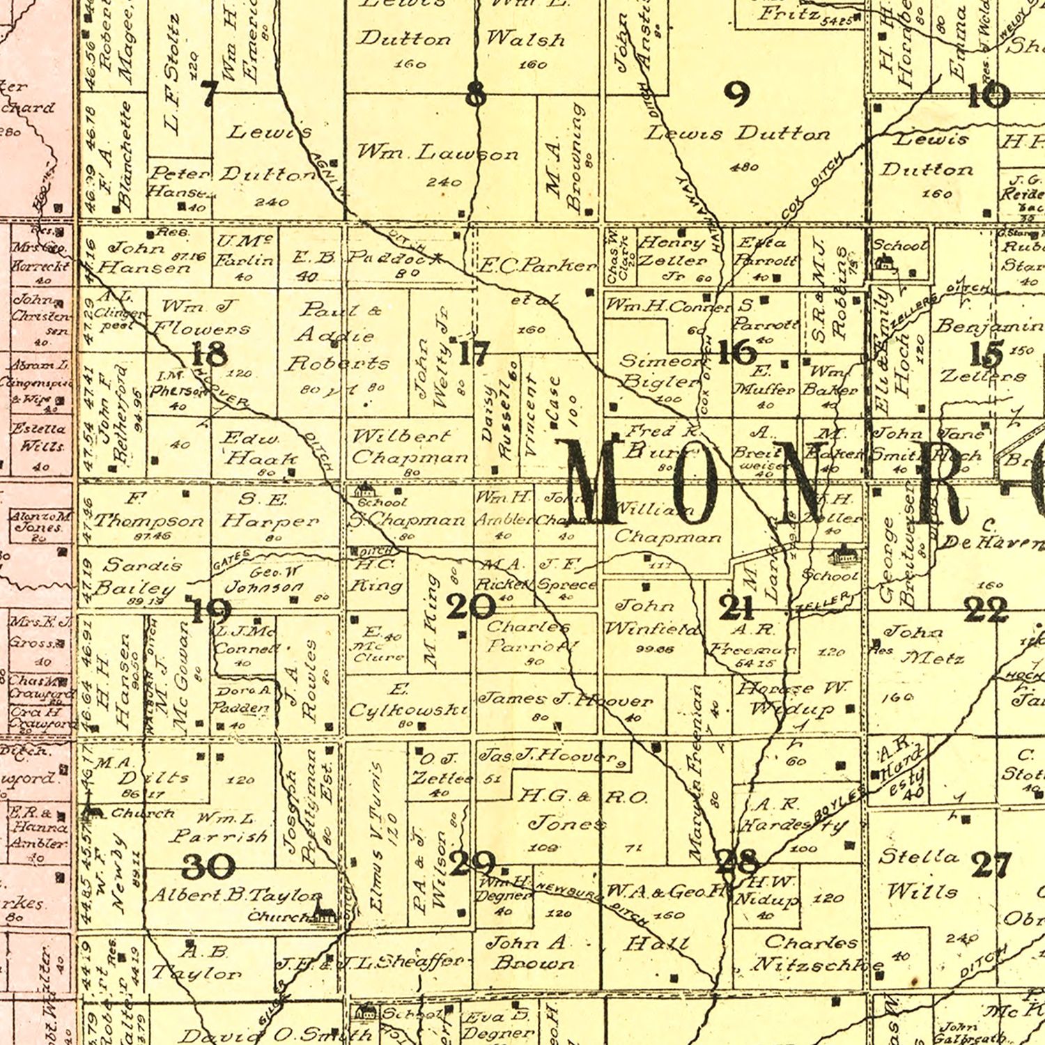 Vintage Map of Pulaski County, Indiana 1907