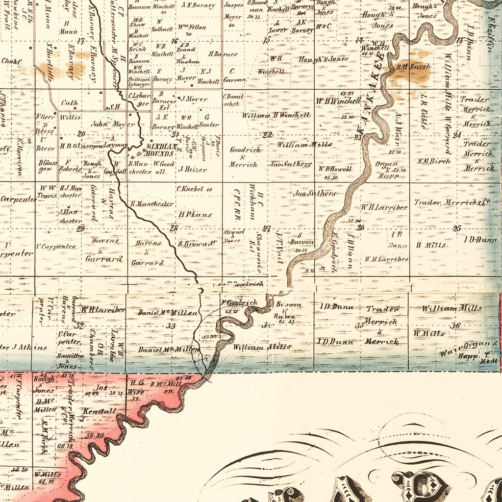 Vintage Map of La Porte County, Indiana 1866