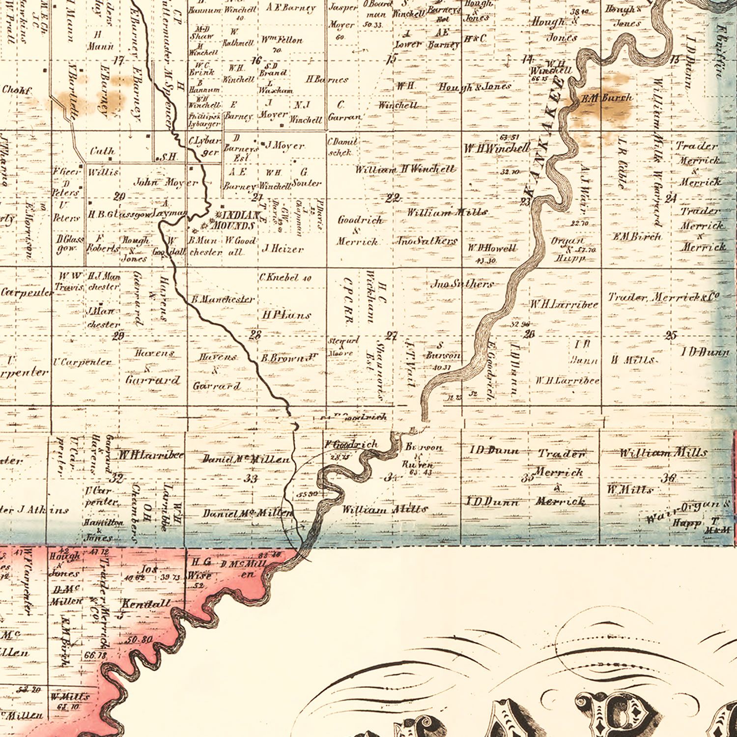 Vintage Map of La Porte County, Indiana 1866