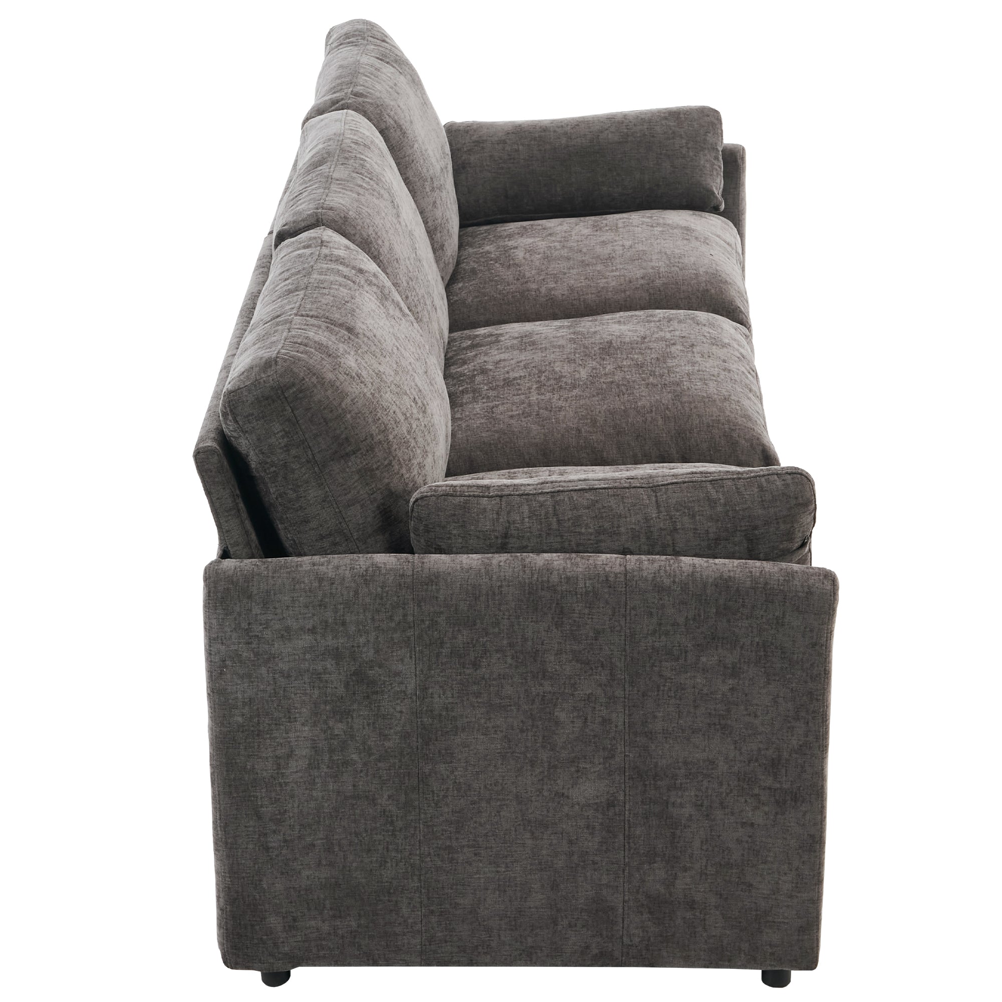 Cozy Upholstered Oversized 3-Seater Cloud Sofa with Double Cushion in Grey Chenille