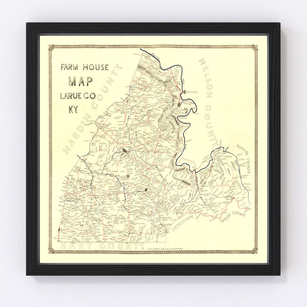 Vintage Map of Larue County, Kentucky 1899