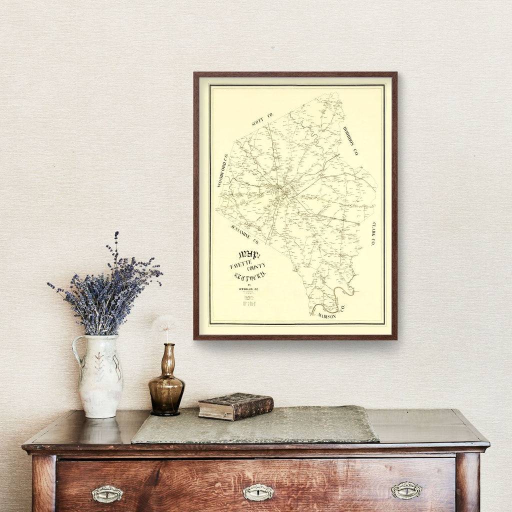 Vintage Map of Fayette County, Kentucky 1891