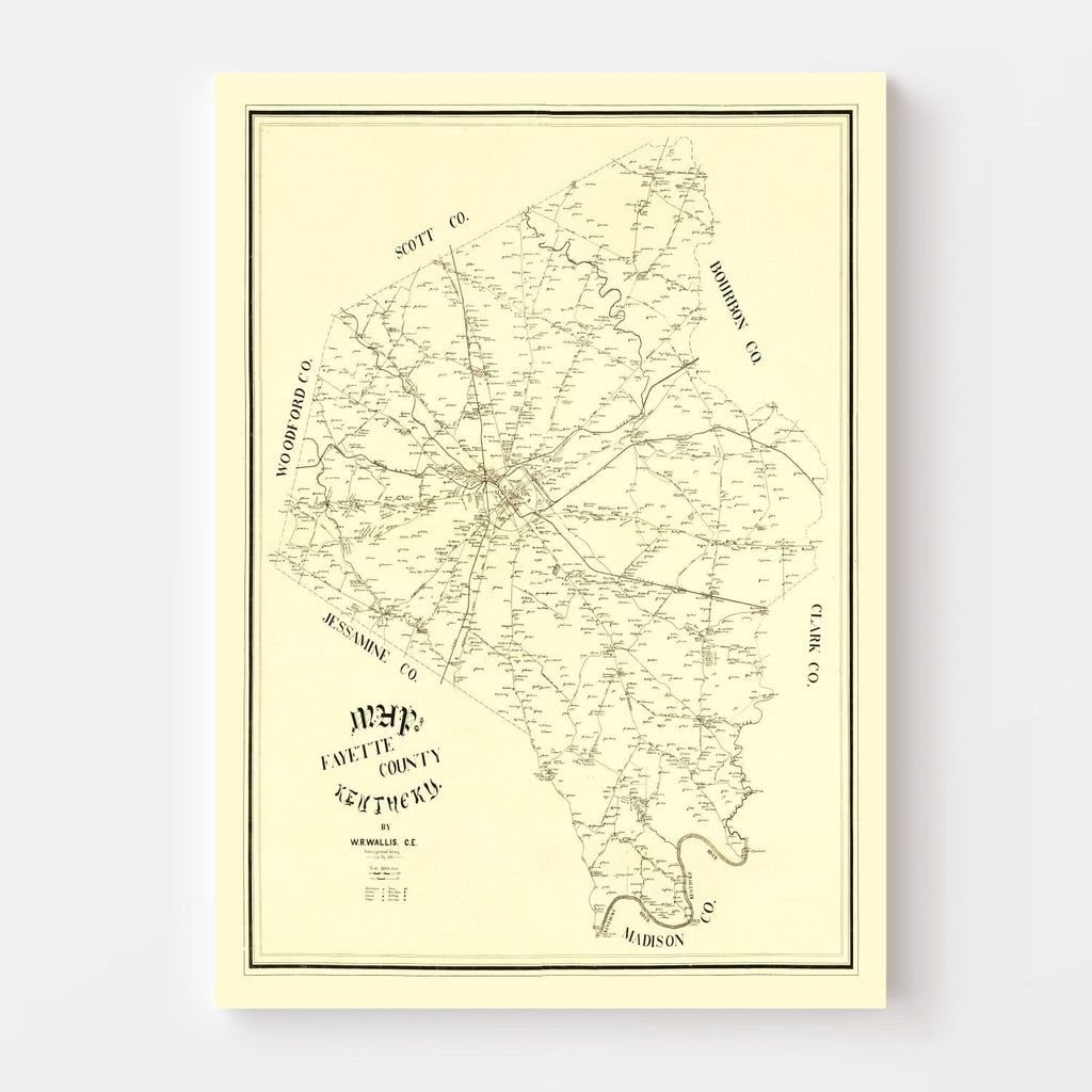 Vintage Map of Fayette County, Kentucky 1891