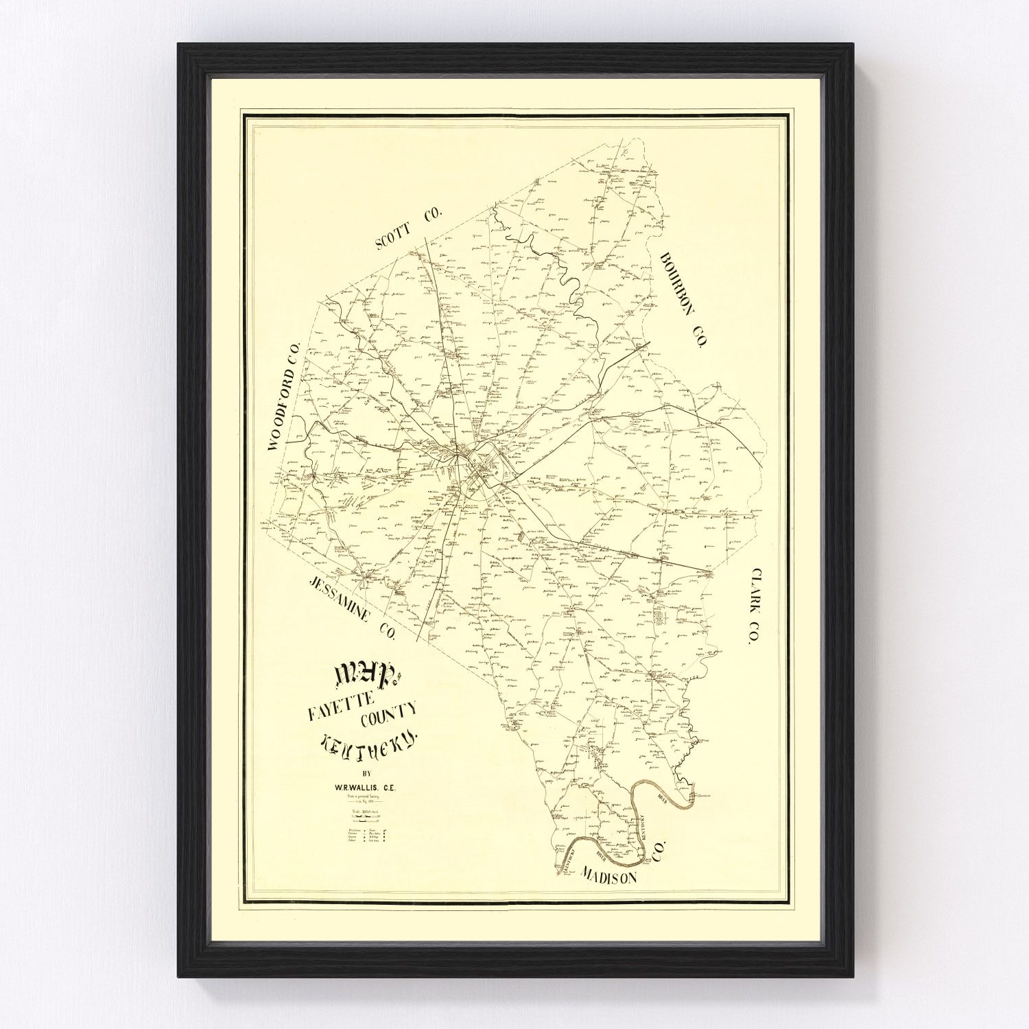 Vintage Map of Fayette County, Kentucky 1891
