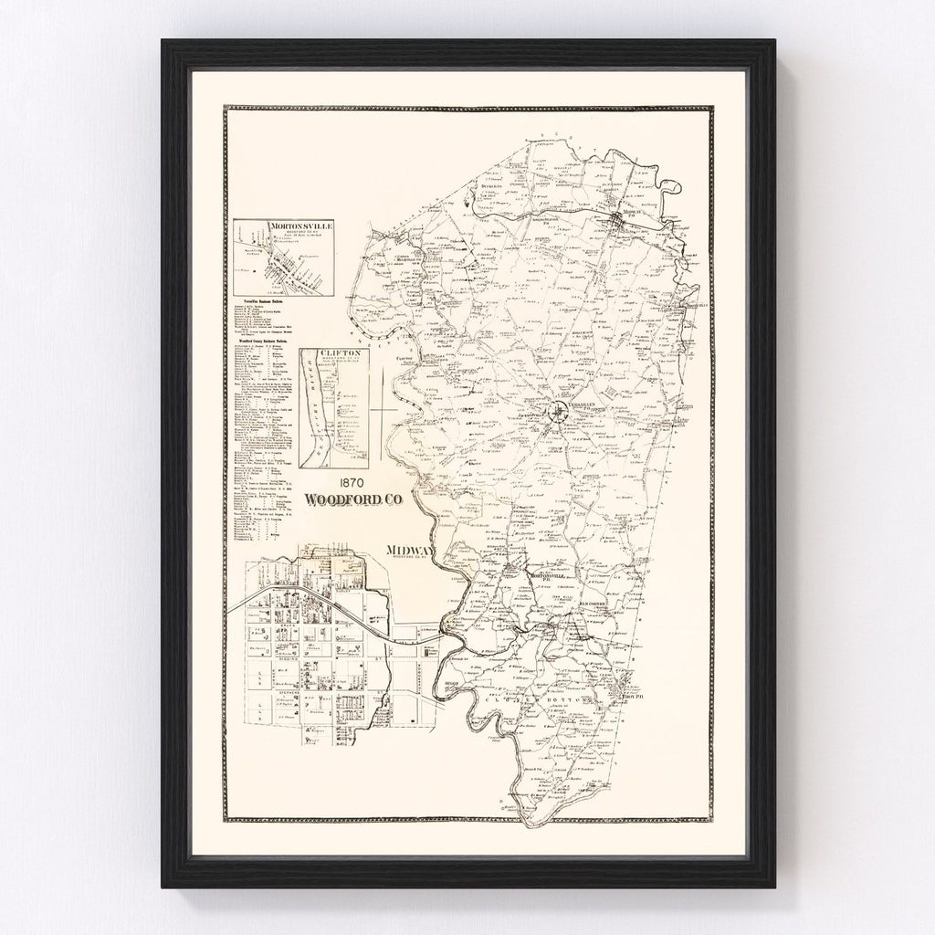 Vintage Map of Woodford County, Kentucky 1870