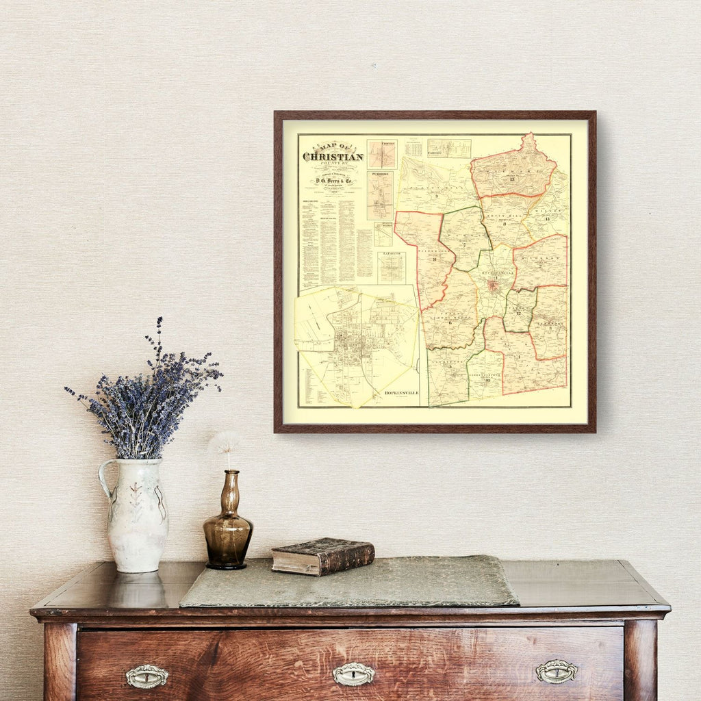 Vintage Map of Christian County, Kentucky 1878