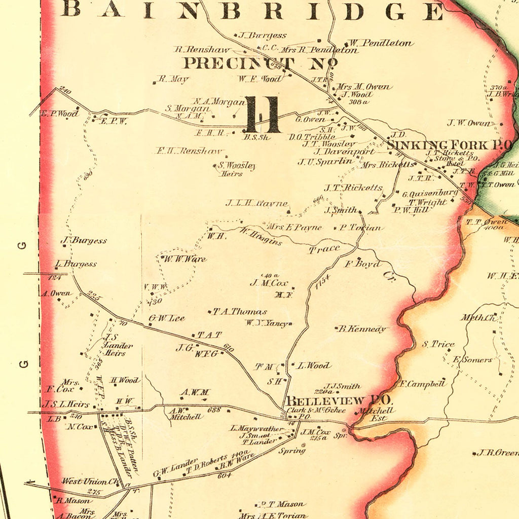 Vintage Map of Christian County, Kentucky 1878