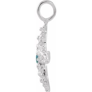 14K White Gold Cabochon Natural Turquoise Starfish Charm/Pendant – image 2