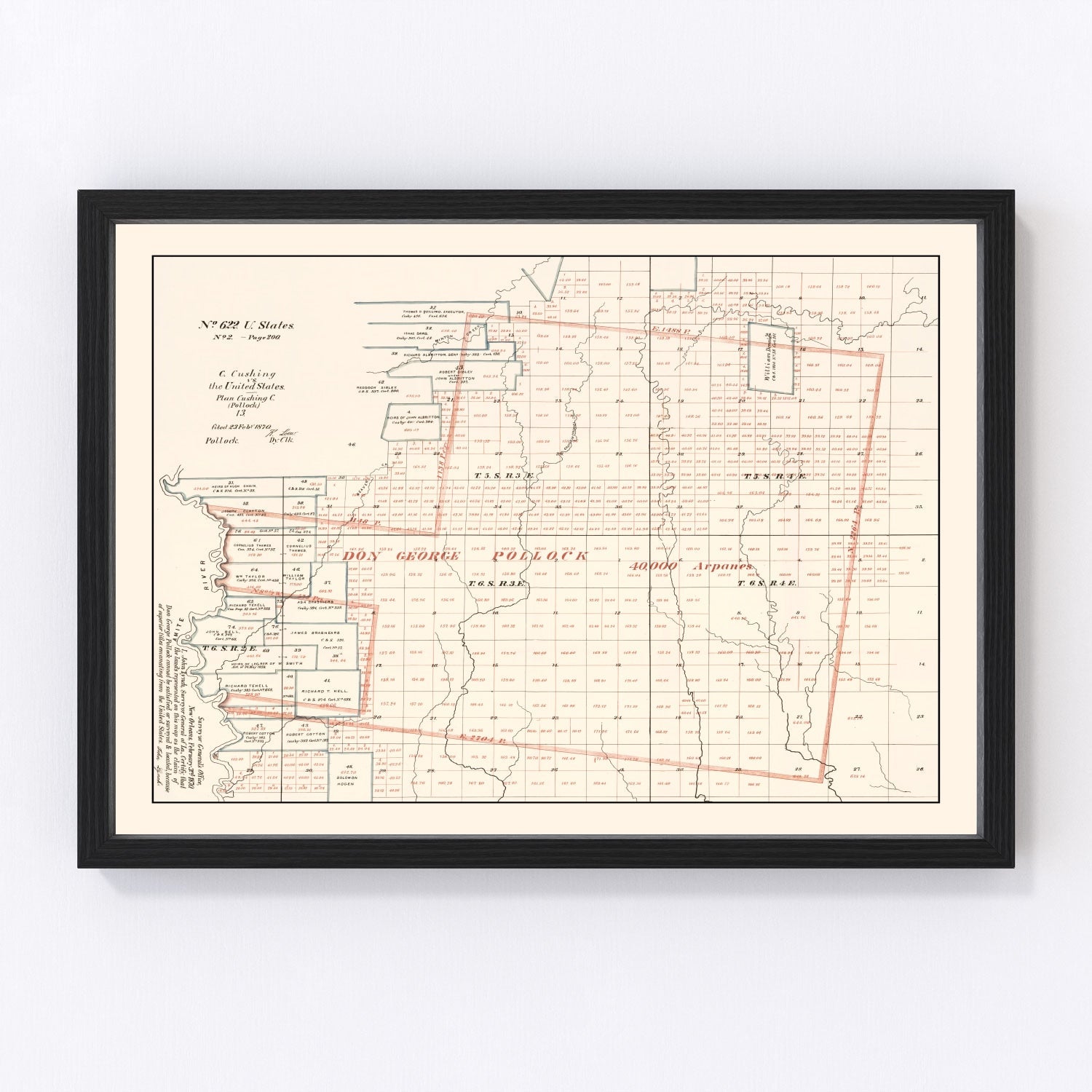Vintage Map of Livingston Parish, Louisiana 1870