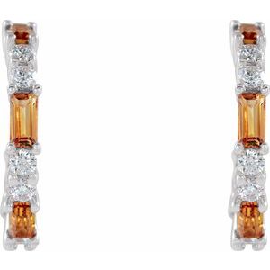 Platinum Natural Citrine & 1/2 CTW Natural Diamond 17.2 mm Hoop Earrings – image 2