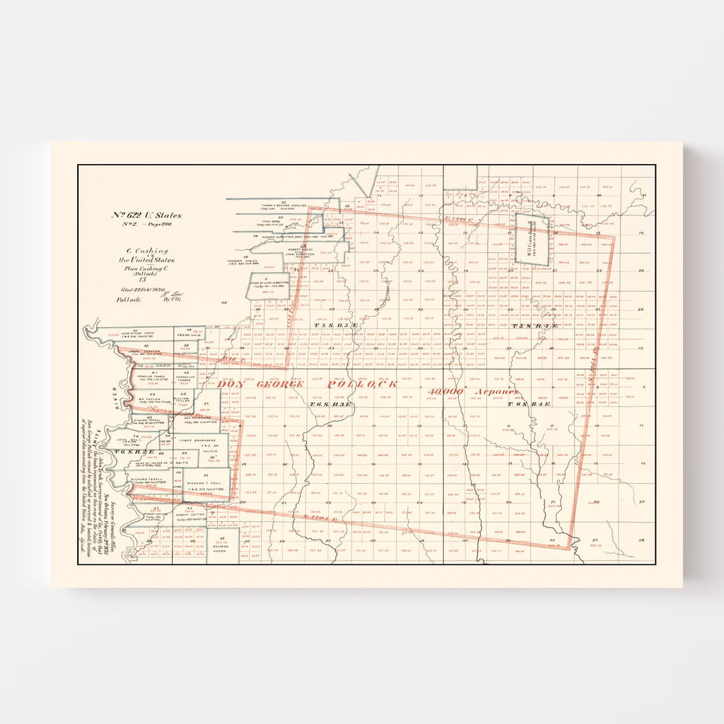 Vintage Map of Livingston Parish, Louisiana 1870