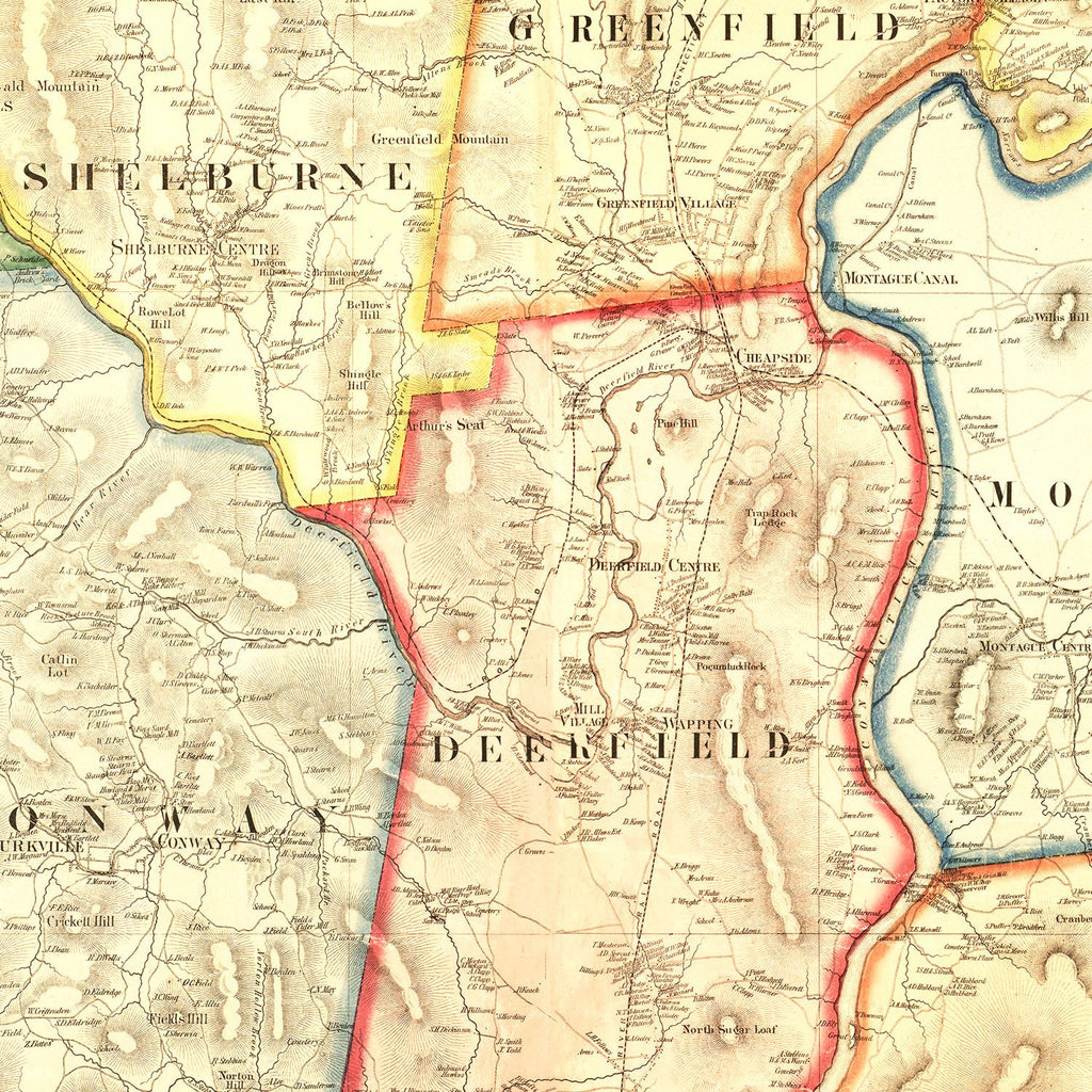 Vintage Map of Franklin County, Massachusetts 1858