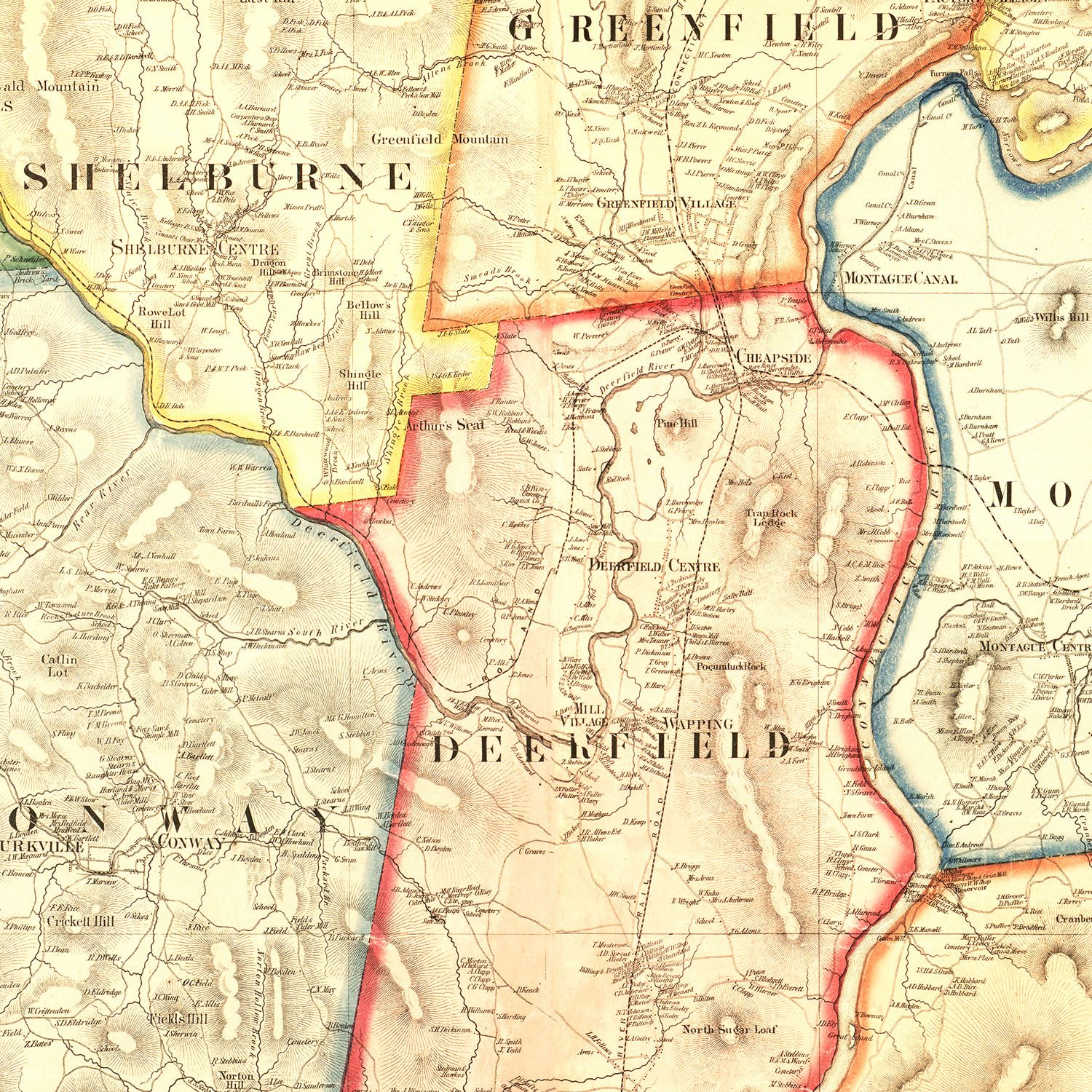 Vintage Map of Franklin County, Massachusetts 1858