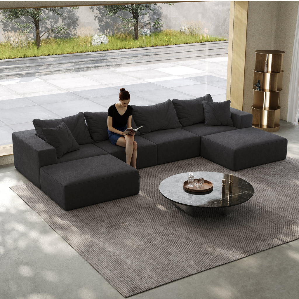 Oversized sponge cloud sofa,Modern Upholstered Sectional Sofa Couch Set,Modular 162' L Shaped Sectional Living Room Sofa Set With 6 Pillows,Free Combination Sofa Couch for Living Room,Bedroom