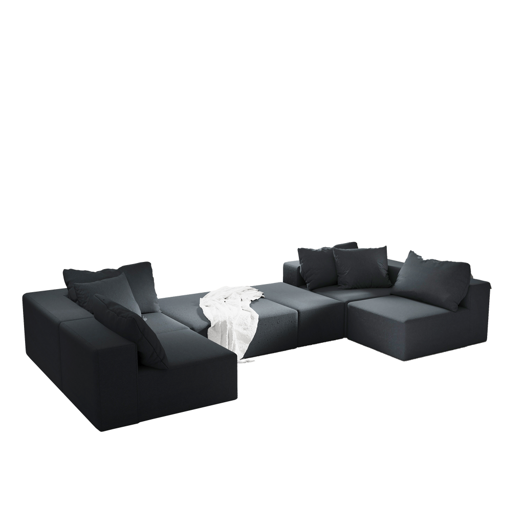 Modern Upholstered Sectional Sofa Couch Set,Modular 132' L Shaped Sectional Living Room Sofa Set With 6 Pillows,Free Combination Sofa Couch for Living Room,Bedroom