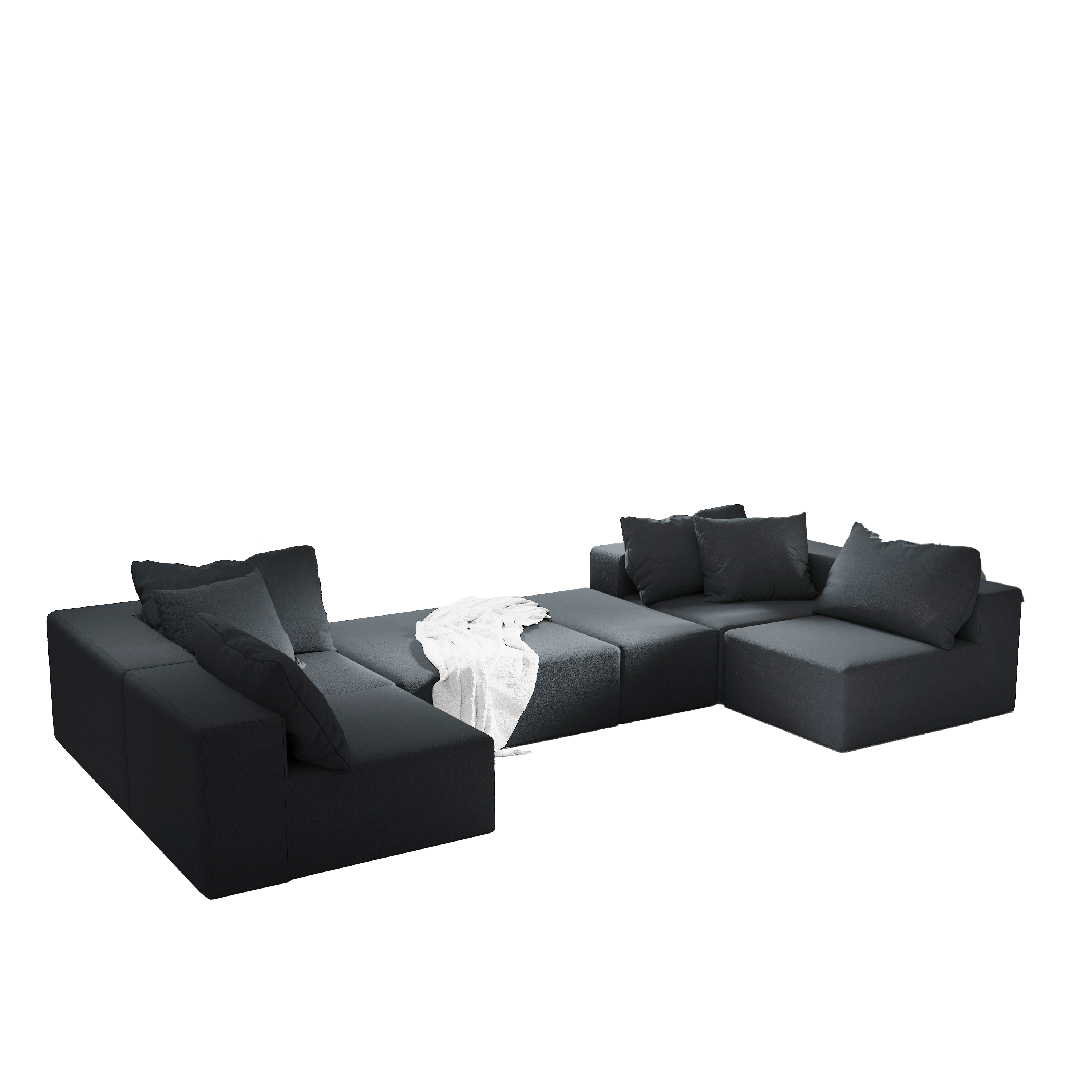 Modern Upholstered Sectional Sofa Couch Set,Modular 132' L Shaped Sectional Living Room Sofa Set With 6 Pillows,Free Combination Sofa Couch for Living Room,Bedroom