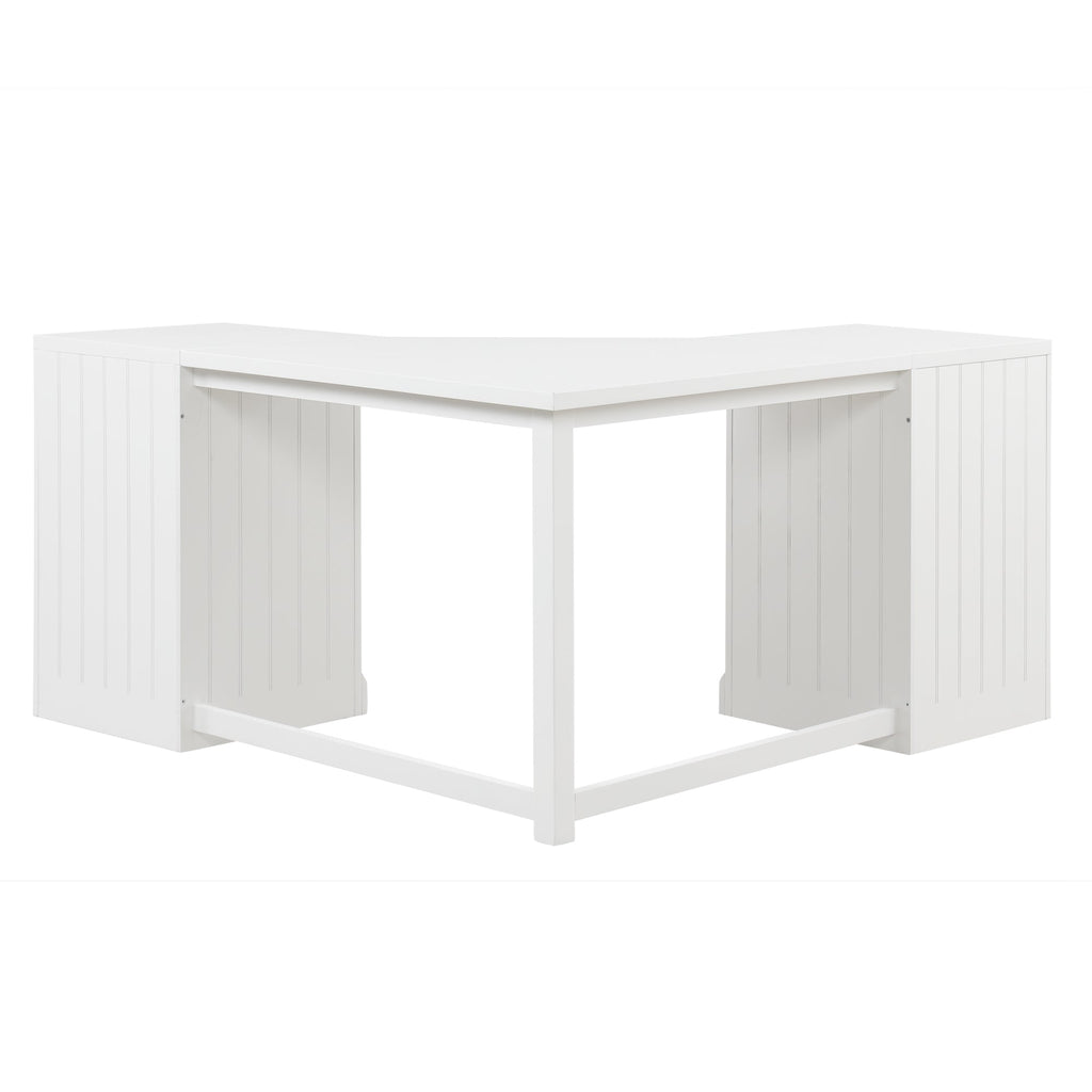 57.68' Modern L Shaped Executive Desk with 2 Storage Cabinets and 3 Drawers,Corner Writing Desk,Office Desk Furniture,Computer Desks with Depth Workstation for Home Office,Living room,White