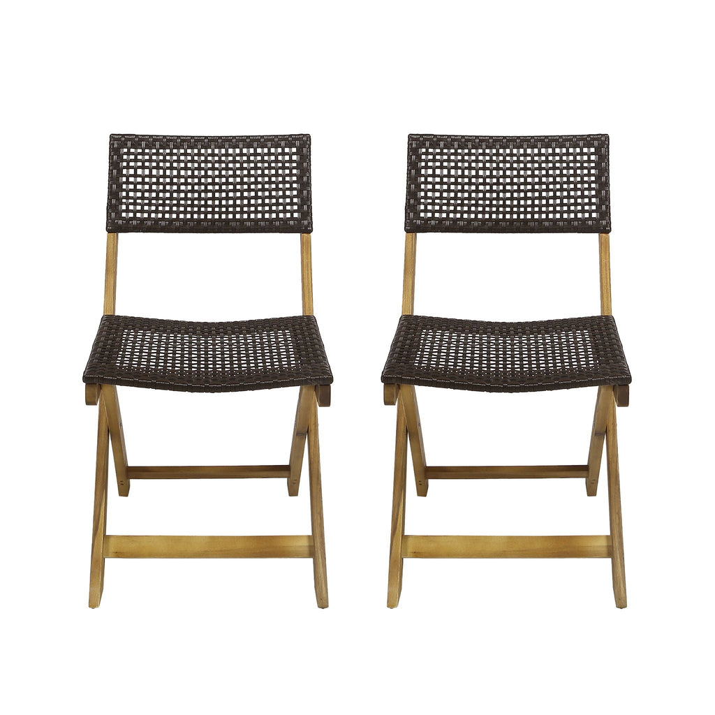 Bistro Foldable Chair With Wicker Backrest