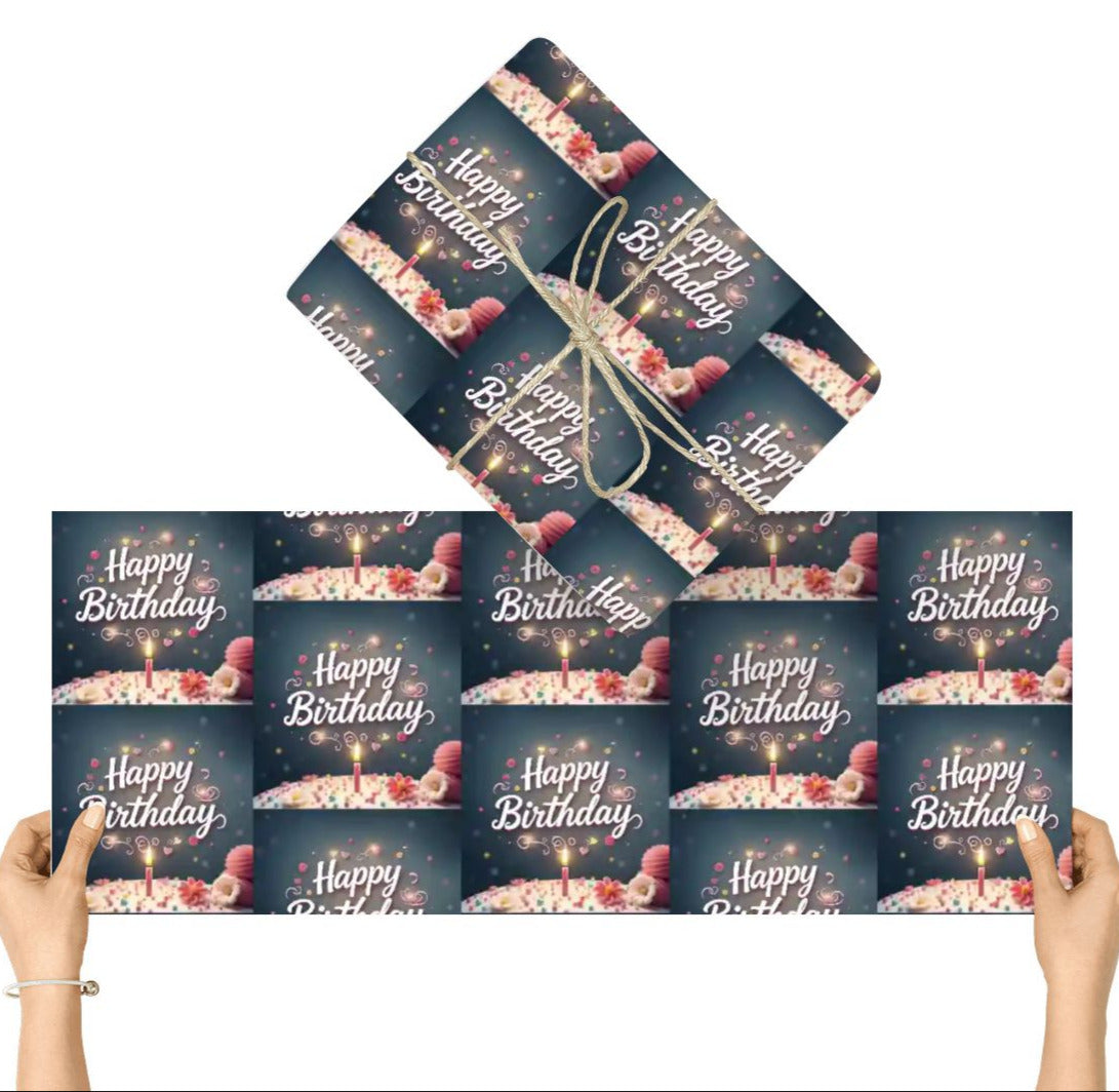Happy Birthday 3-pack Gift Wrapping Paper Sheets (Made in USA)