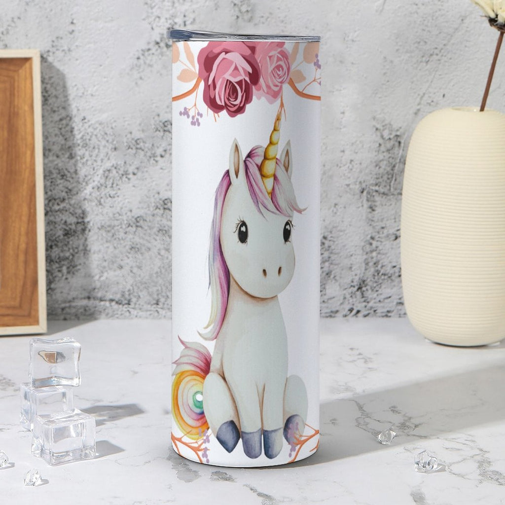 Baby Unicorn with Pink Roses 20oz Large Capacity Car Cup with Lid