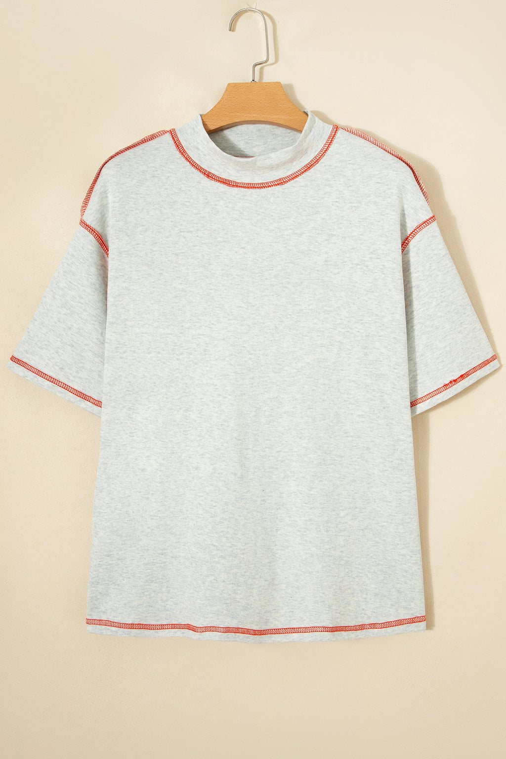 Reversible Contrast Stitching Mock Neck T-Shirt