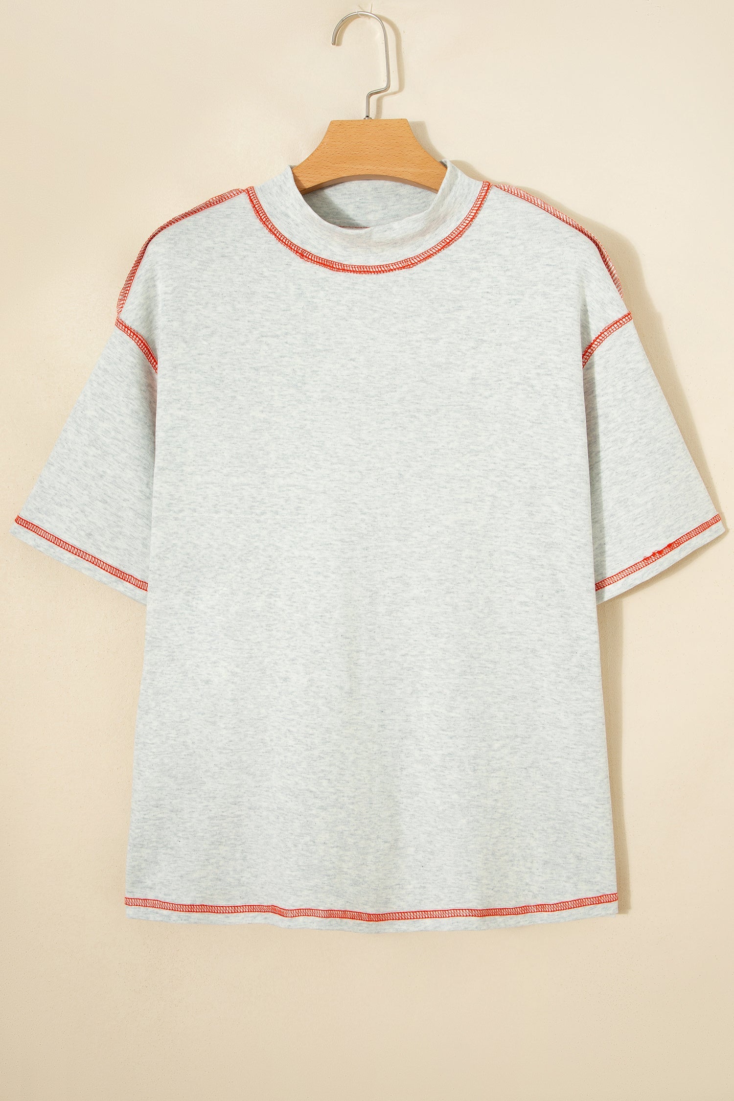 Reversible Contrast Stitching Mock Neck T-Shirt