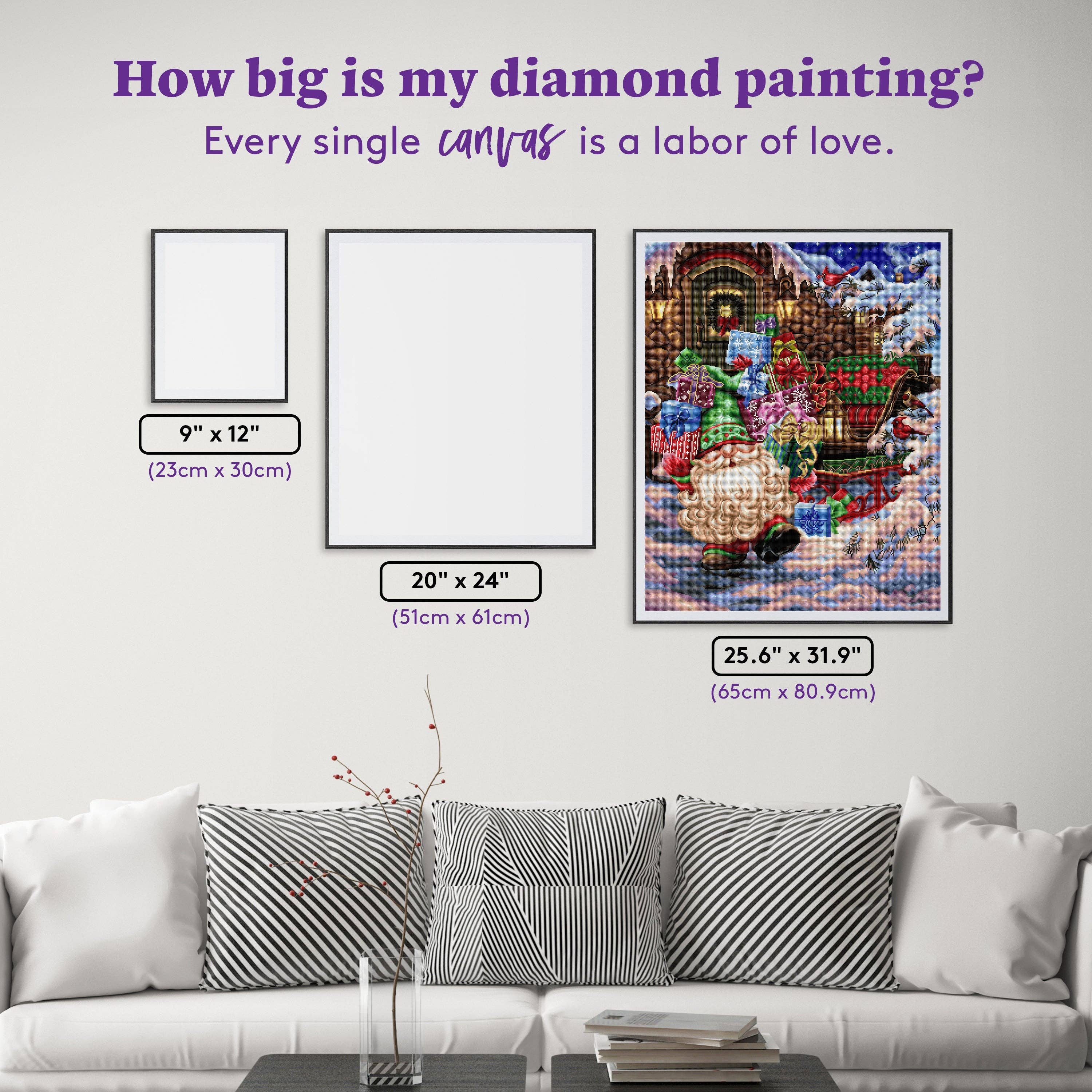 Diamond Art Club – Filling the Sleigh Christmas Elf Diamond Painting (Square Drill, 25.6" x 31.9")