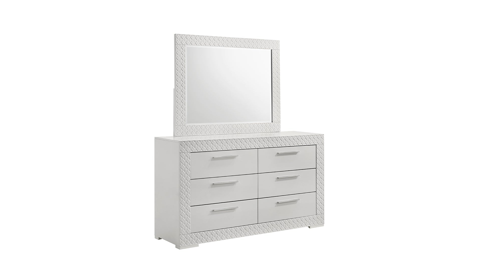 Blanca Modern Style 5 Pc Queen Bedroom Set with LED Headboard Made with Wood in White