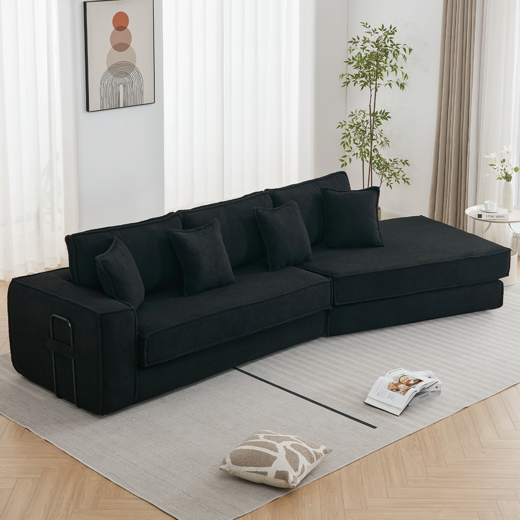 [NEW ARRIVED] [VIDEO PROVIDED]  Folding Convertible Out Sleeper Sofa Bed,2-in-1,  Combination Convertible Sofa,3 seat, Upholstered,Fold Out Floor Gaming Sofa Bed , Lamb Velvet Fabric,Living Room,Black