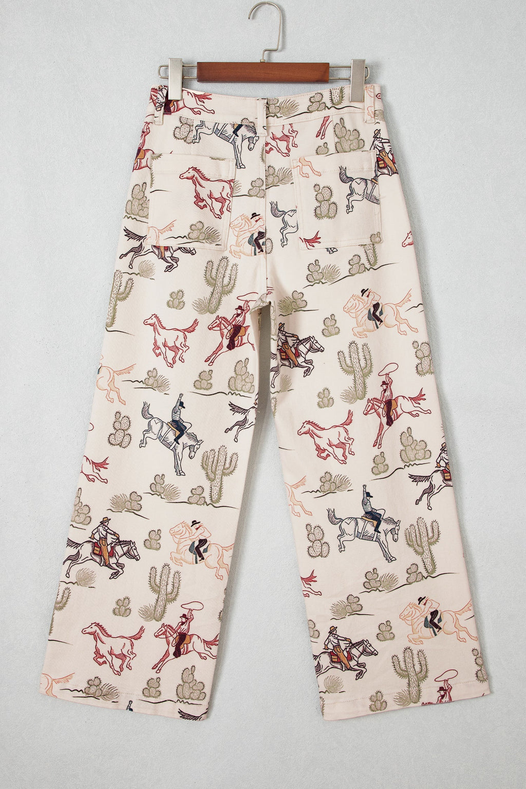 Western Denim Patch Pocket Straight Leg Jeans