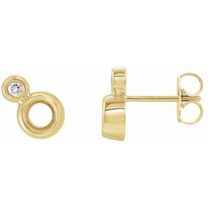 14K Yellow Gold 4 mm Round .06 CTW Natural Diamond Semi-Set Earrings