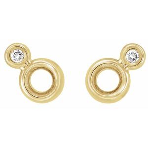 14K Yellow Gold 4 mm Round .06 CTW Natural Diamond Semi-Set Earrings – image 2