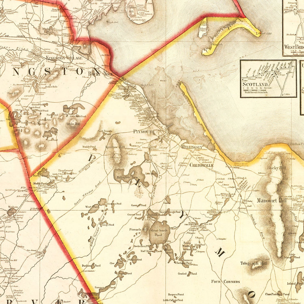 Vintage Map of Plymouth County, Massachusetts 1857