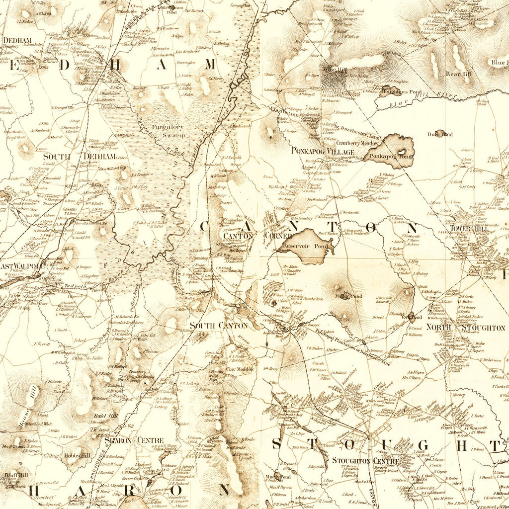 Vintage Map of Norfolk County, Massachusetts 1858