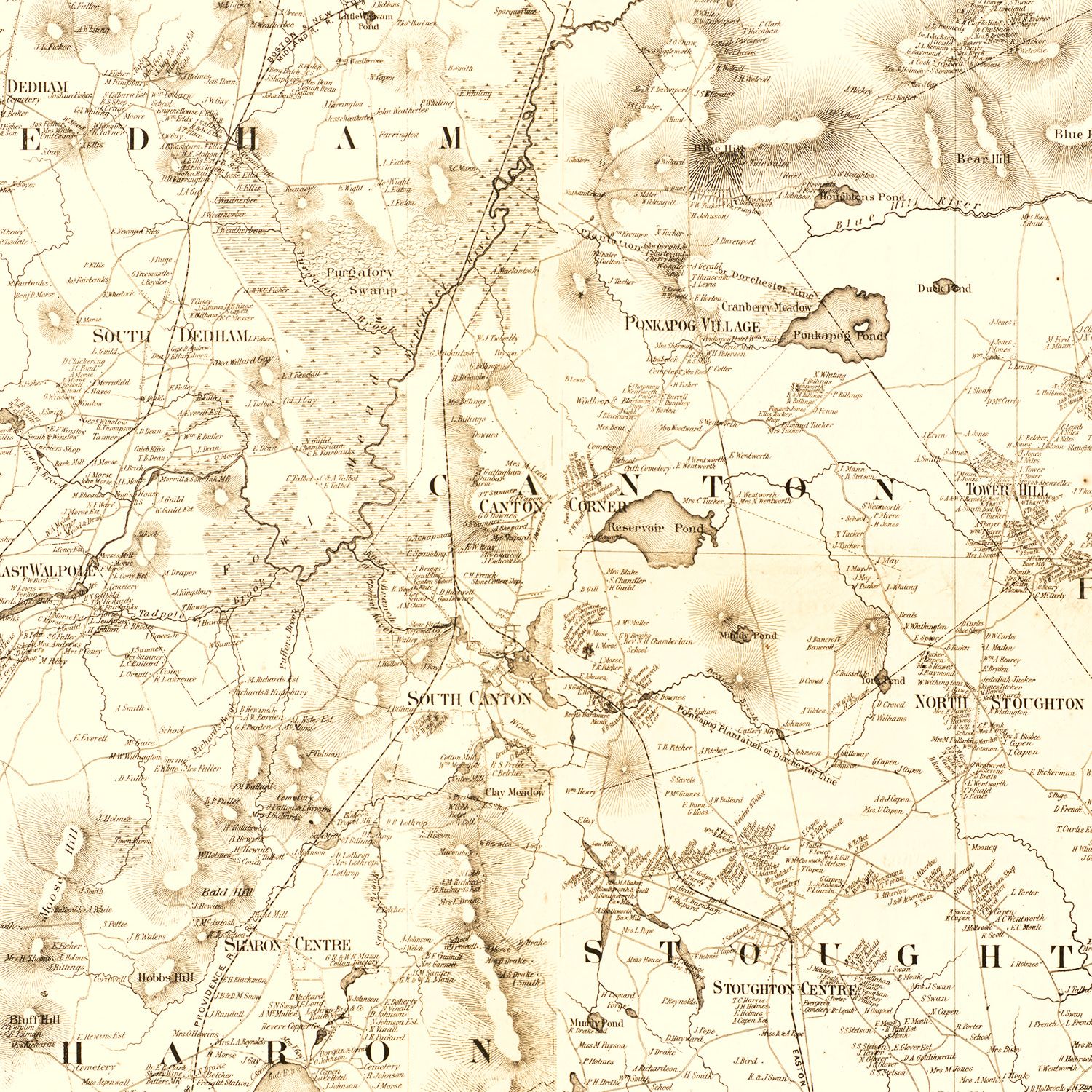 Vintage Map of Norfolk County, Massachusetts 1858