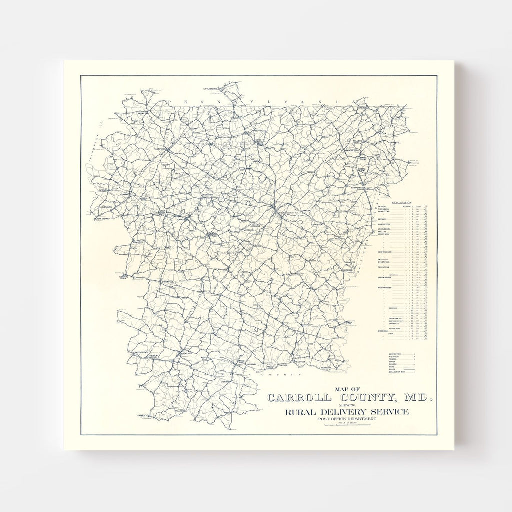 Vintage Map of Carroll County, Maryland 1911