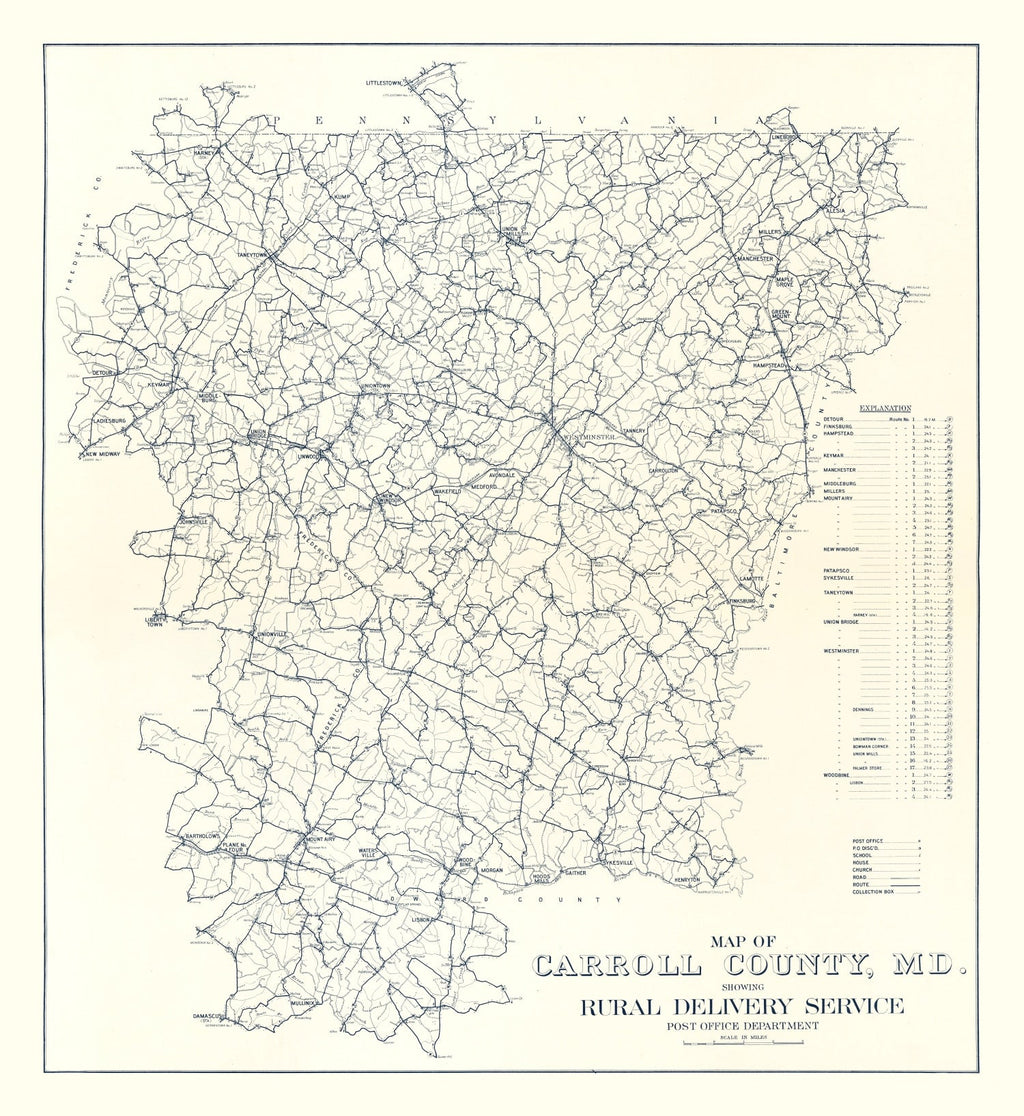 Vintage Map of Carroll County, Maryland 1911