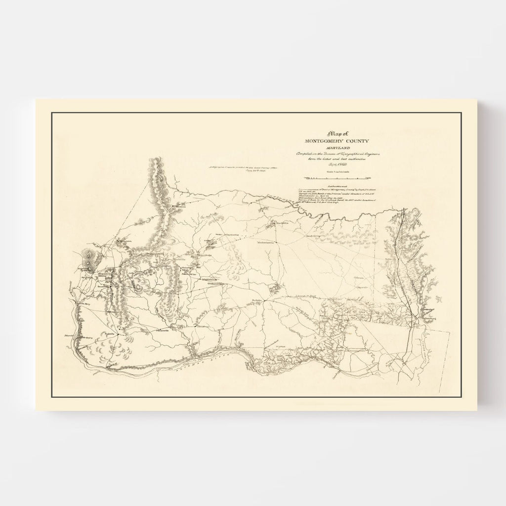 Vintage Map of Montgomery County, Maryland 1862