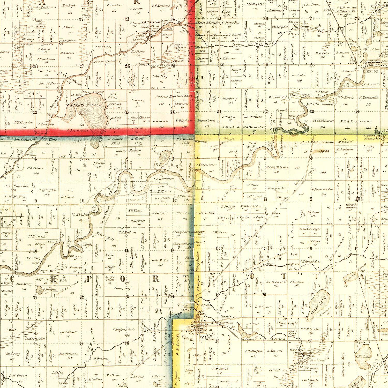 Vintage Map of St. Joseph County, Michigan 1858
