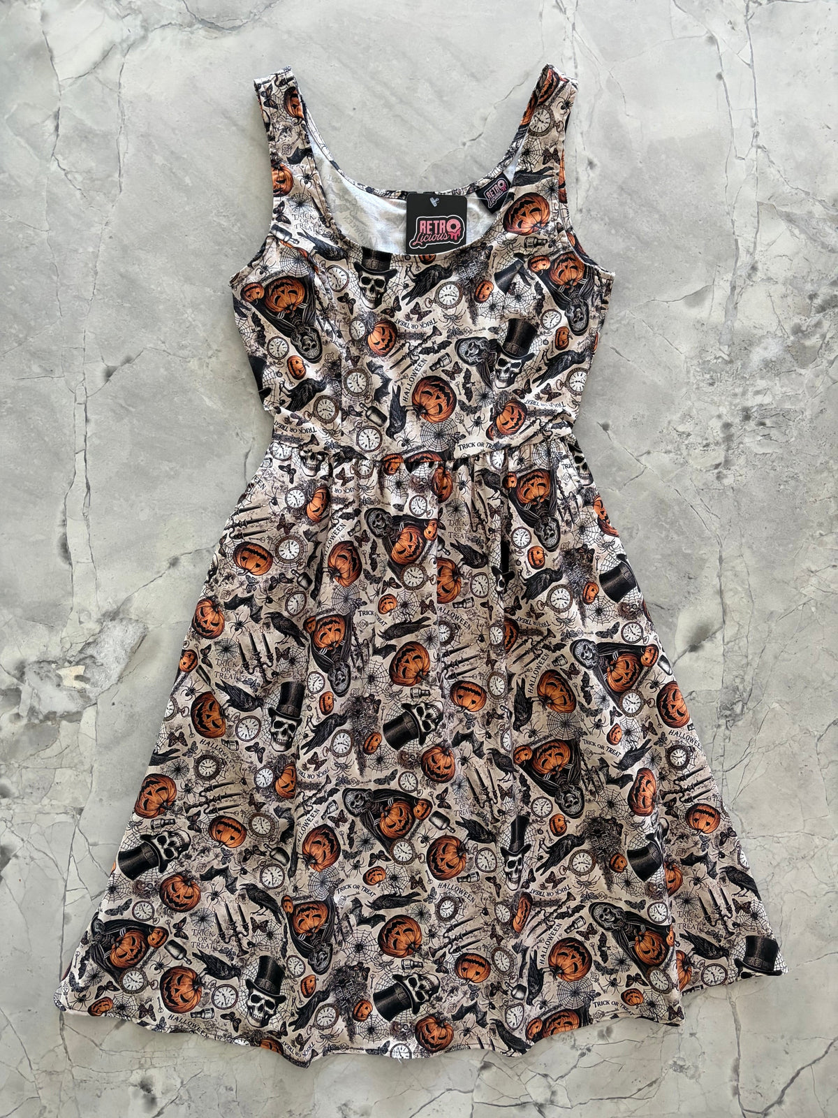 Skulls & Pumpkins Fit & Flare Dress