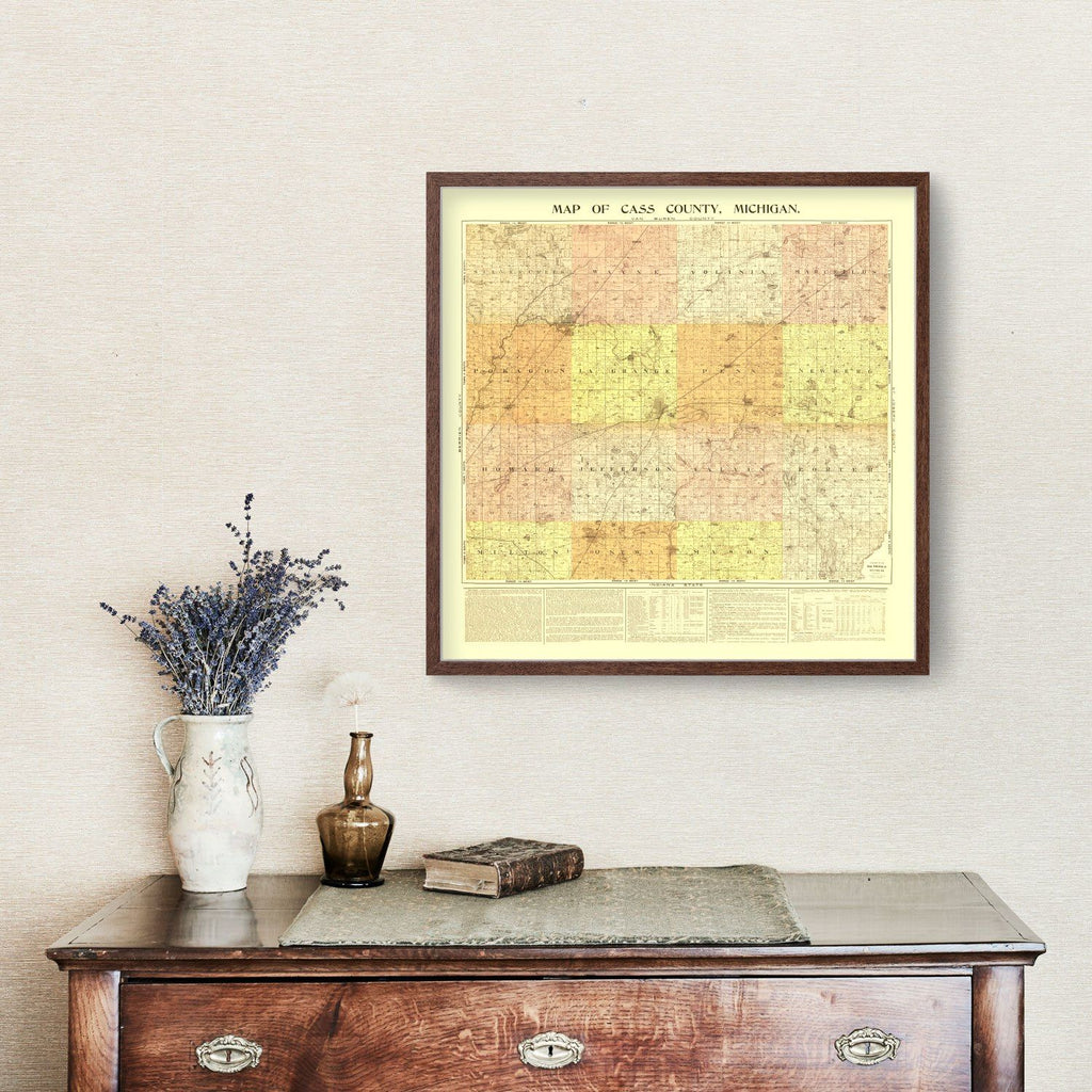 Vintage Map of Cass County, Michigan 1897