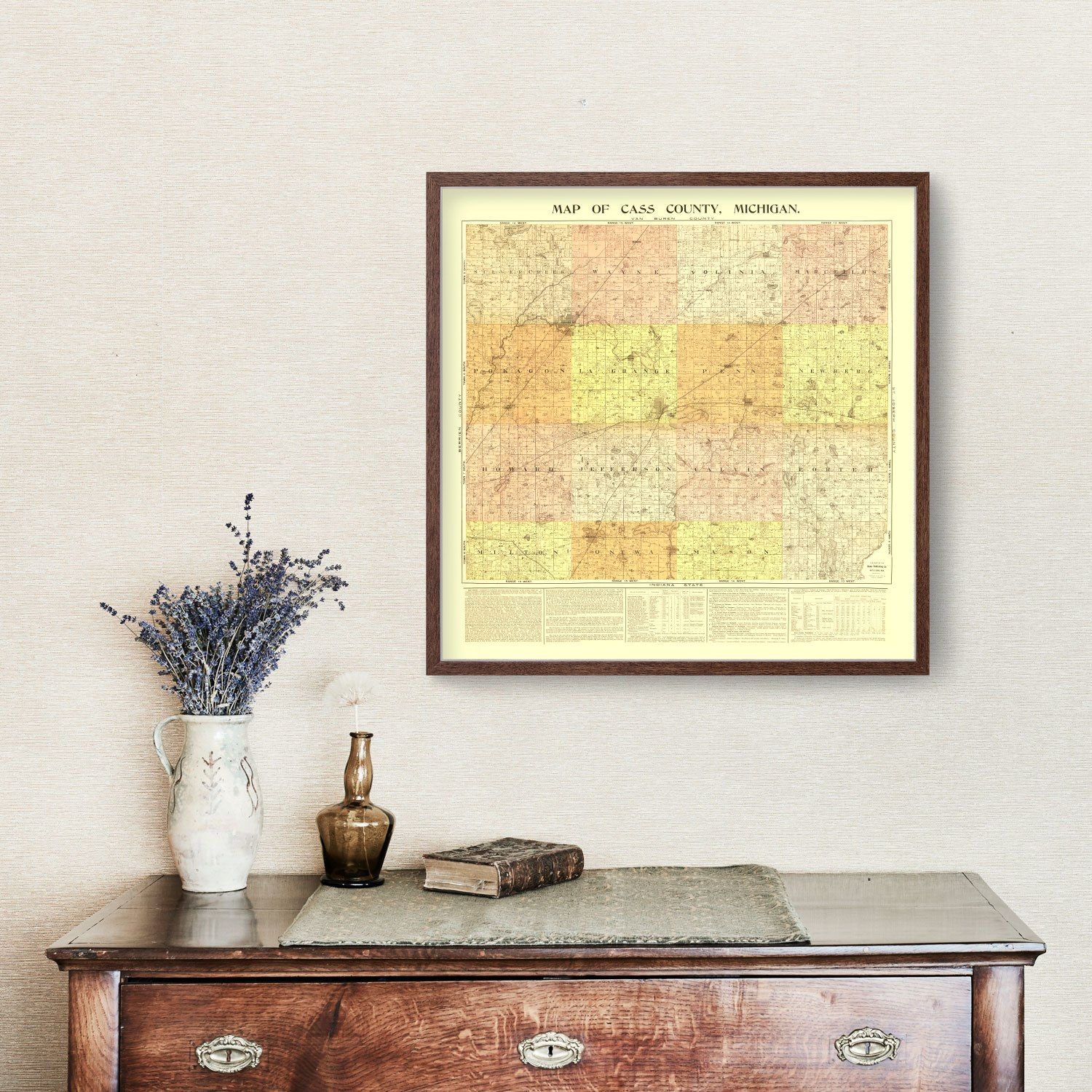Vintage Map of Cass County, Michigan 1897
