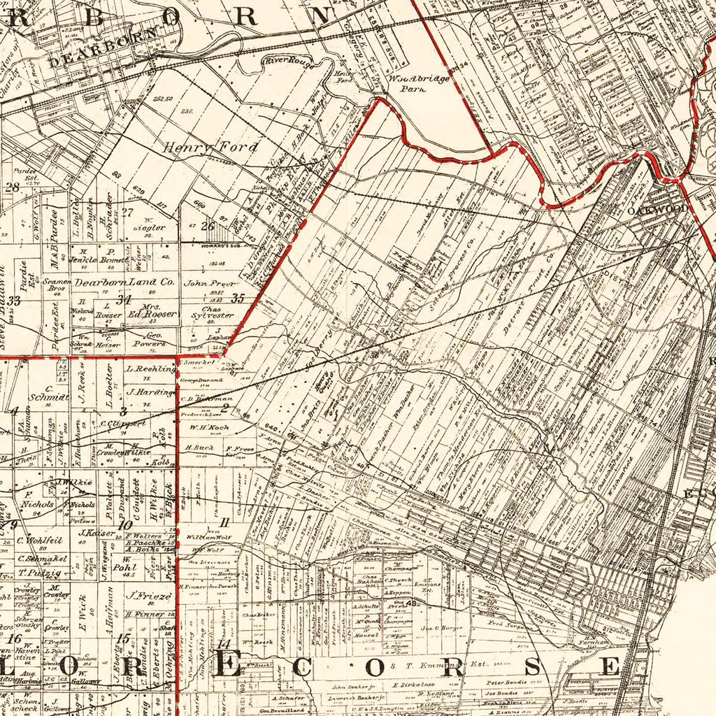 Vintage Map of Wayne County, Michigan 1915