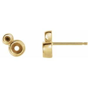 14K Yellow Gold 3 mm Round Accented Earring Mounting