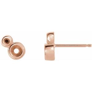 14K Rose Gold 3 mm Round Accented Earring Mounting