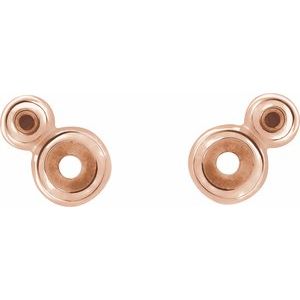 14K Rose Gold 3 mm Round Accented Earring Mounting – image 2