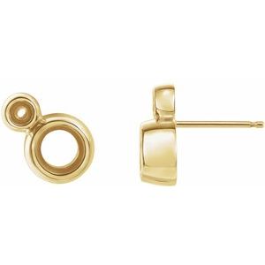 14K Yellow Gold 5 mm Round Accented Earring Mounting